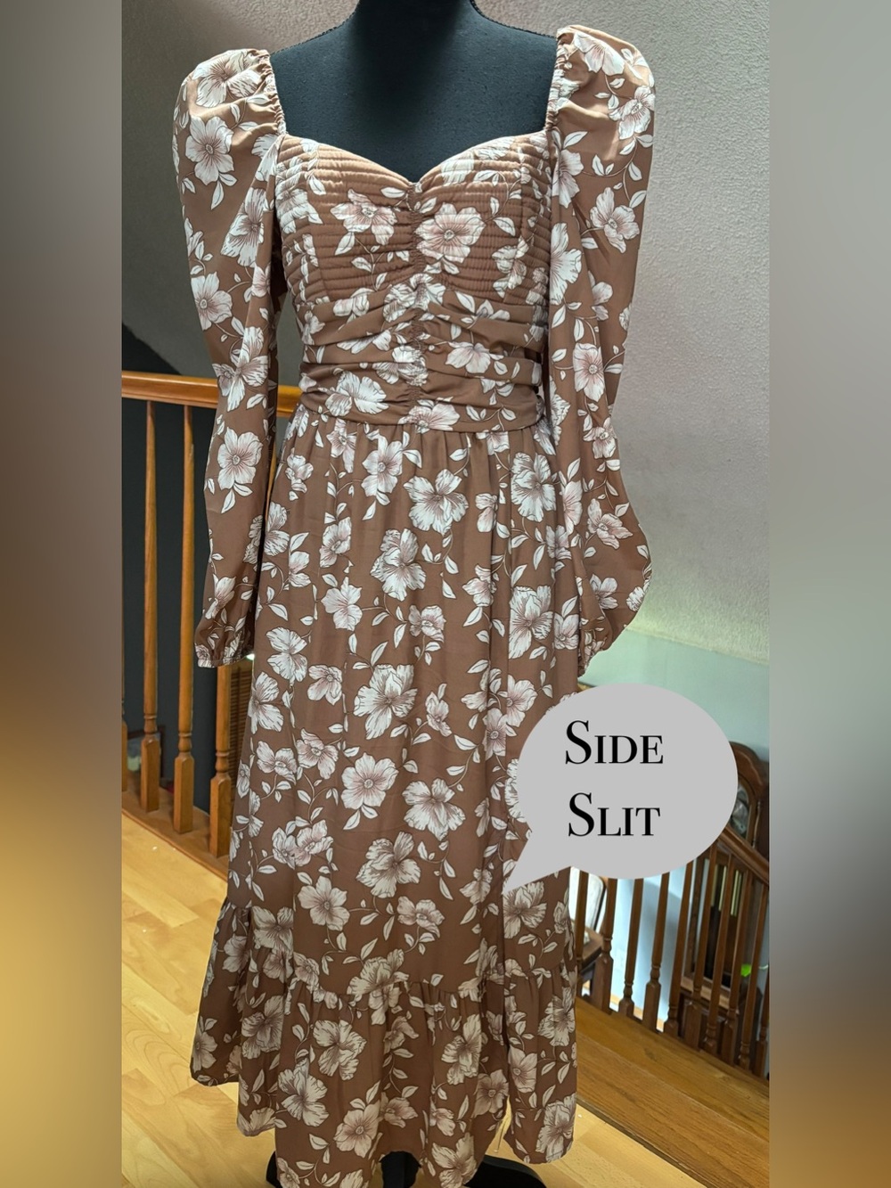 Maxi length puff L/S Dress with pockets